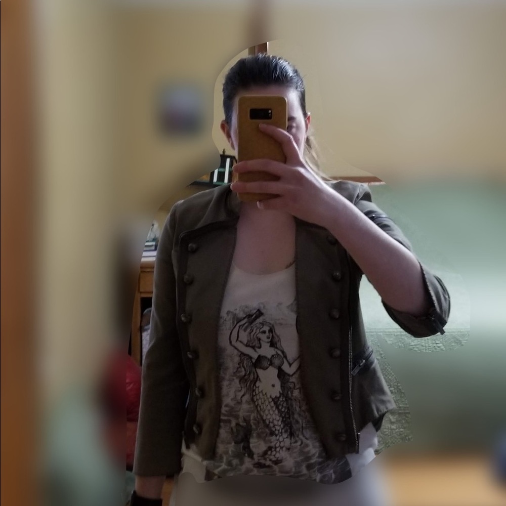 BCBGMAXAZRIA olive green military jacket